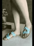 Womens Sky Blue Swirl Flats